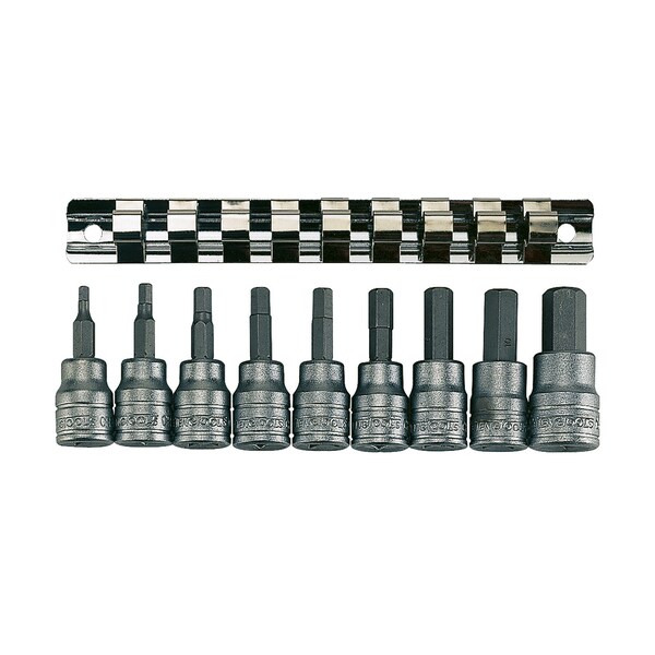 M3812 - 9 Piece 3/8" Drive Metric Hex Bit Socket Set
